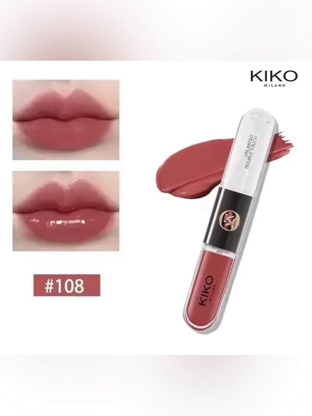 HOT Kiko Dual Finish Lip Tint #108 - Dusty Mauve Pink